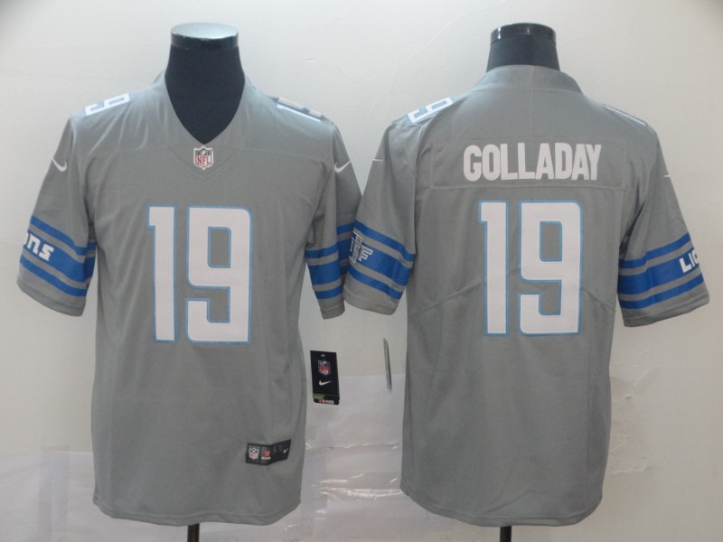 Men's Detroit Lions #19 Kenny Golladay Gray Inverted Legen Stitched NFL Jersey